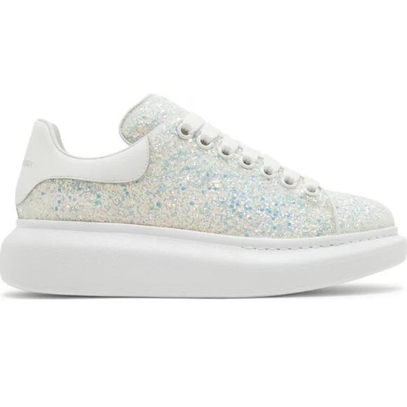 Alexander McQueen Low Top Chunky Sneaker Silver Glitter Women's Size 40E / 10 - Picture 1 of 11